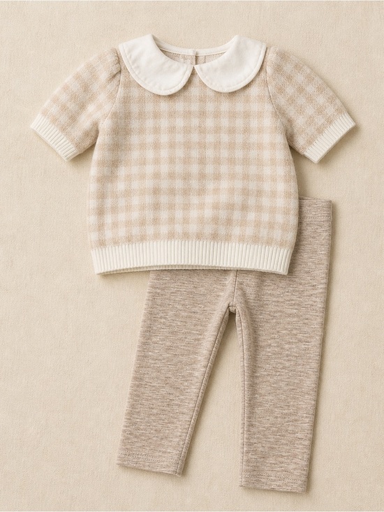 Nordstrom Other - Nordstrom Baby 2 Piece Outfit 6M Cotton Top Pants Set Neutral Baby Clothes